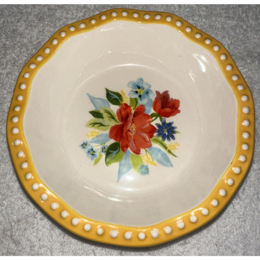 Pioneer Woman Floral Medley 5.5” Mini Pie Pans Stoneware Yellow Set Of 2 NEW - Picture 2 of 6